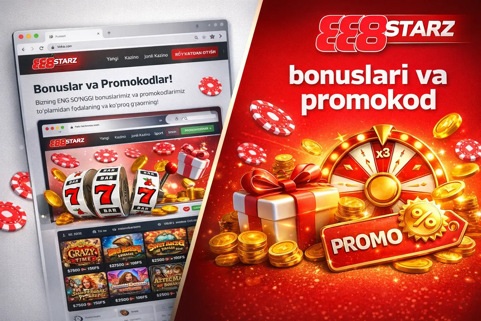 888Starz bonuslari va promokod